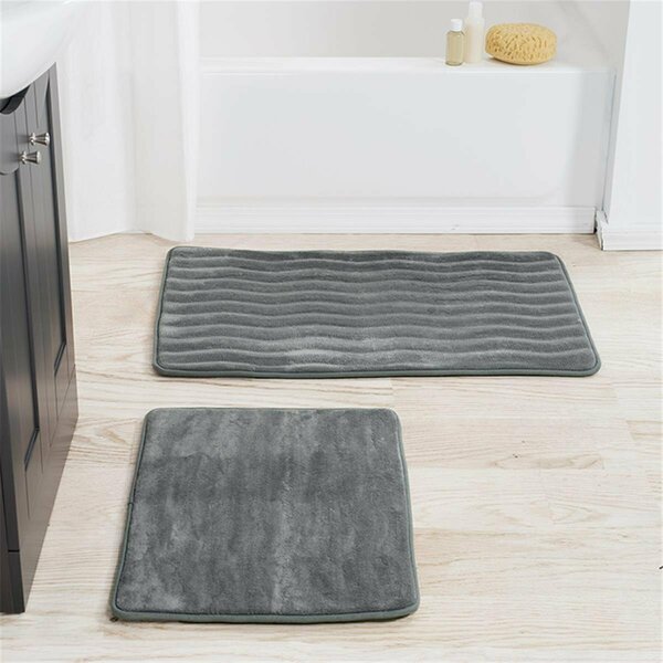 Daphnes Dinnette 2 Piece Memory Foam Bath Mat Set, Platinum DA3250866